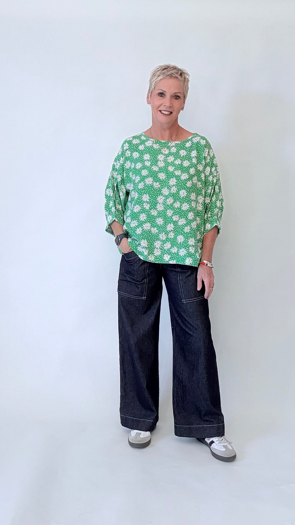 Evie Top - Green Floral