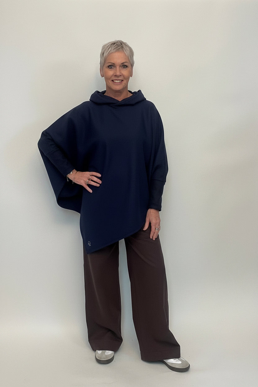 Wool Poncho - Navy