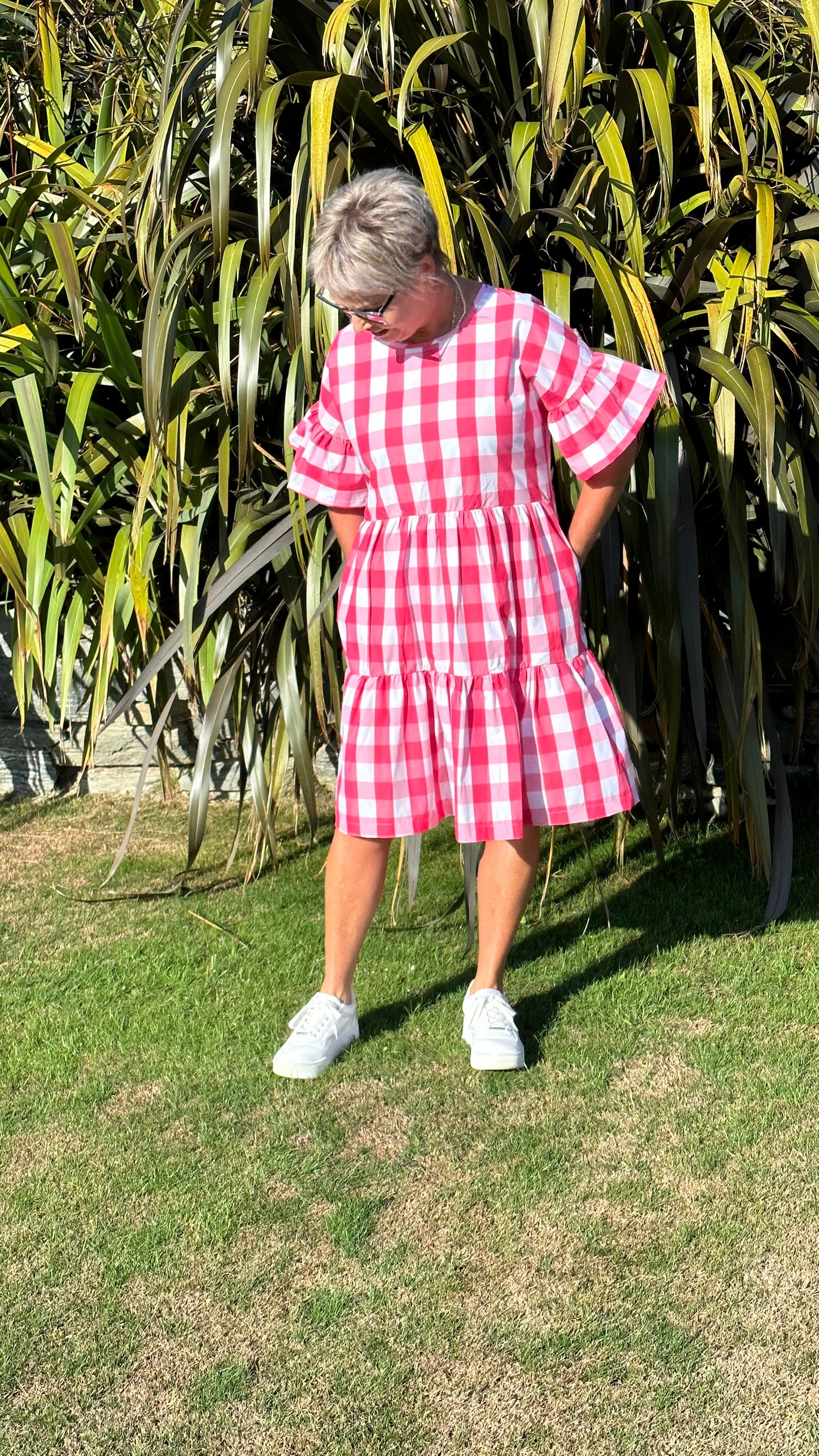 All The Frills Dress - Pink & White Check