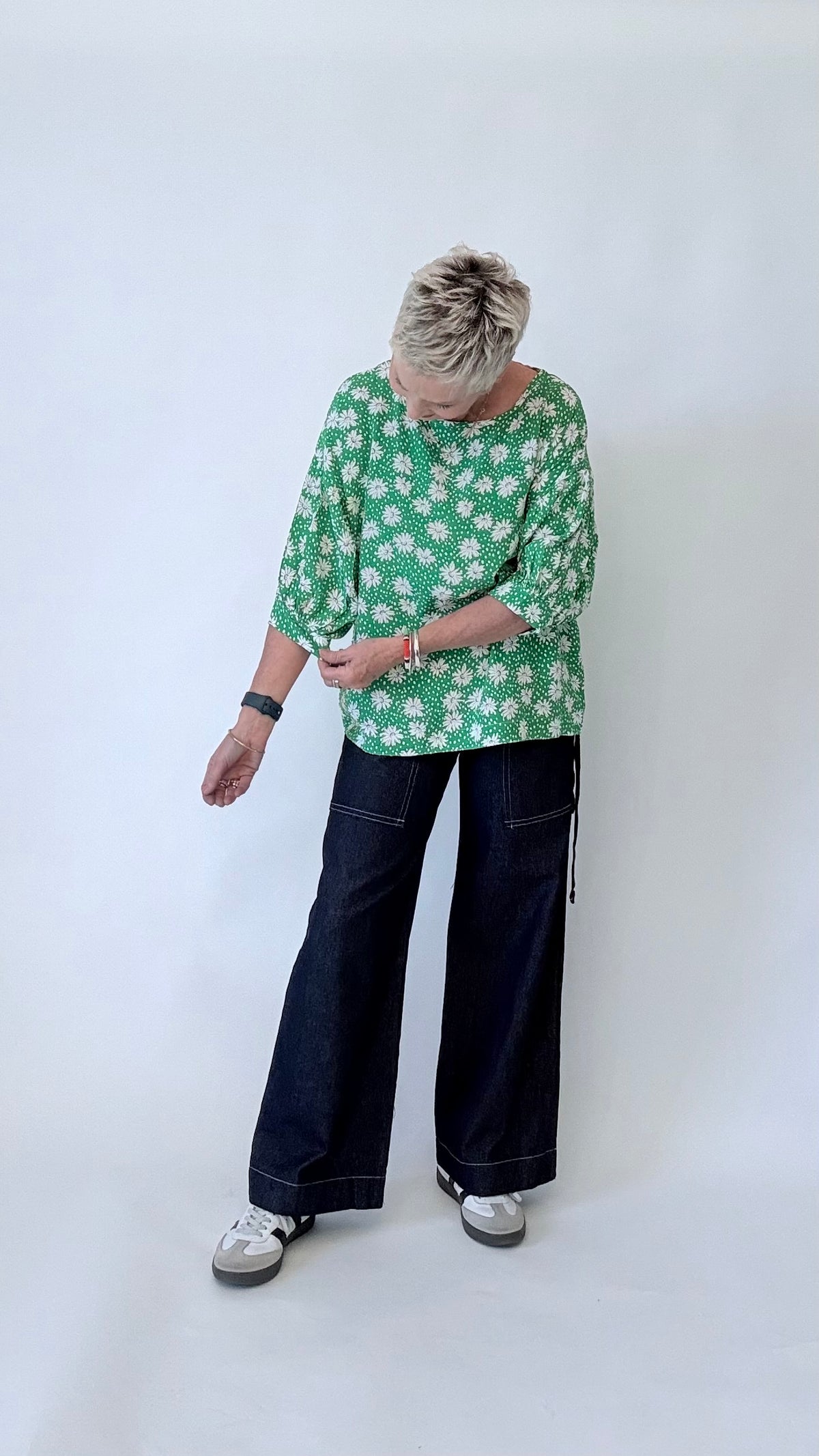 Evie Top - Green Floral
