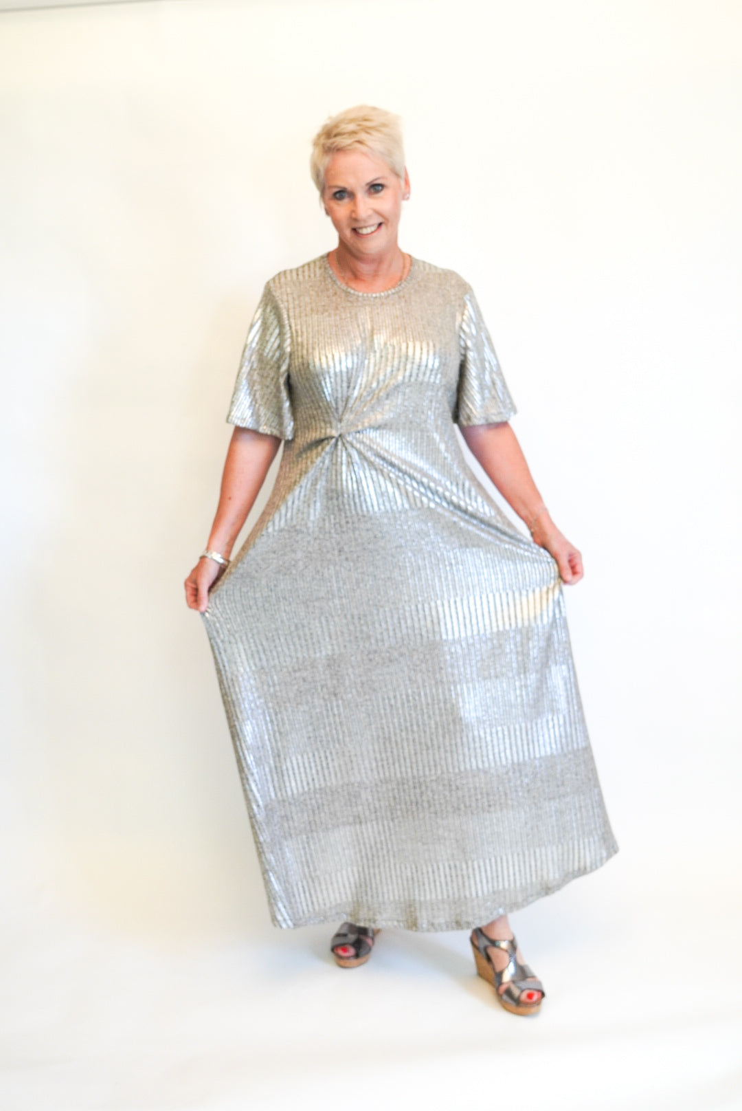 Tuck Dress - Metallic