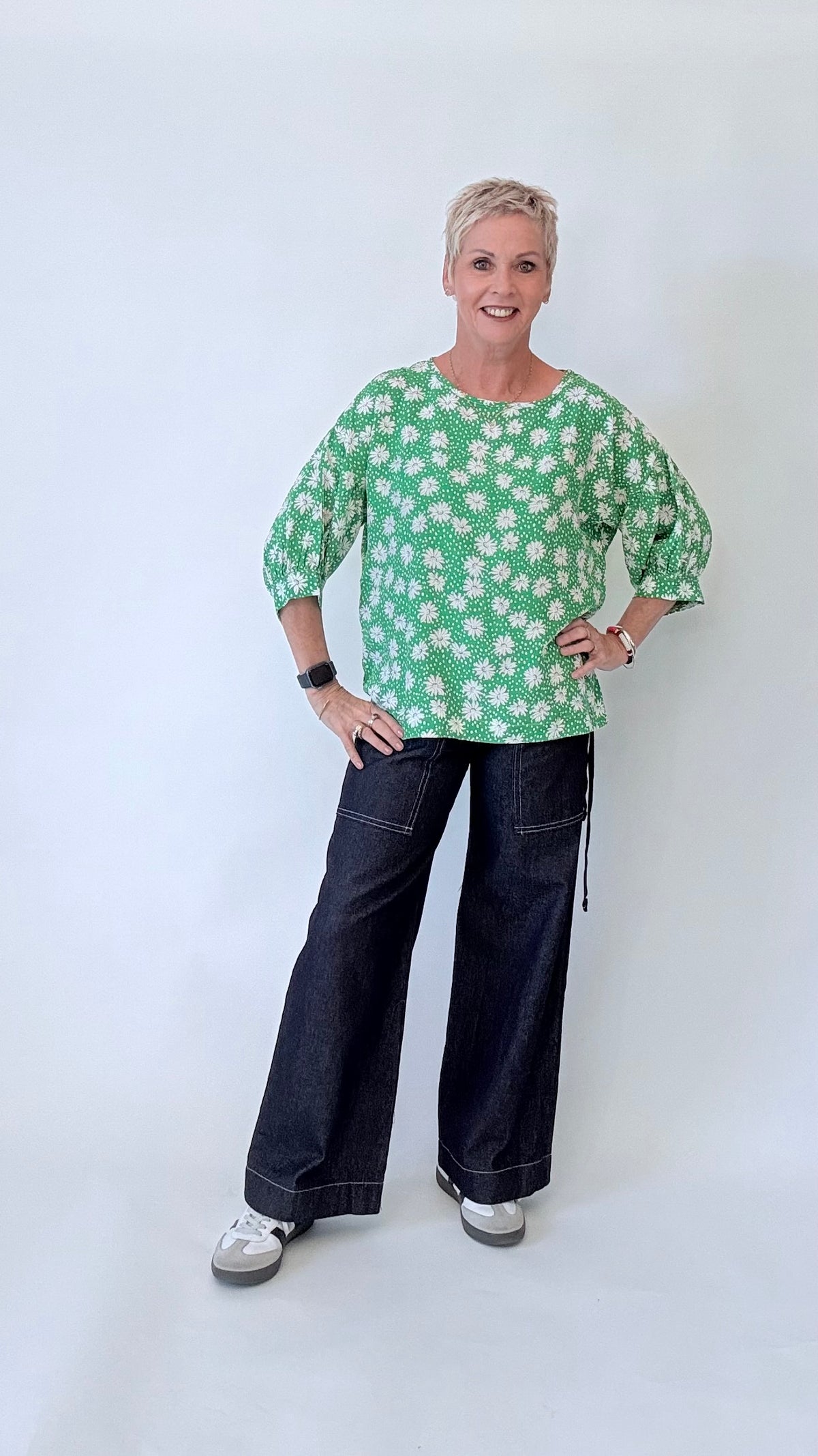 Evie Top - Green Floral