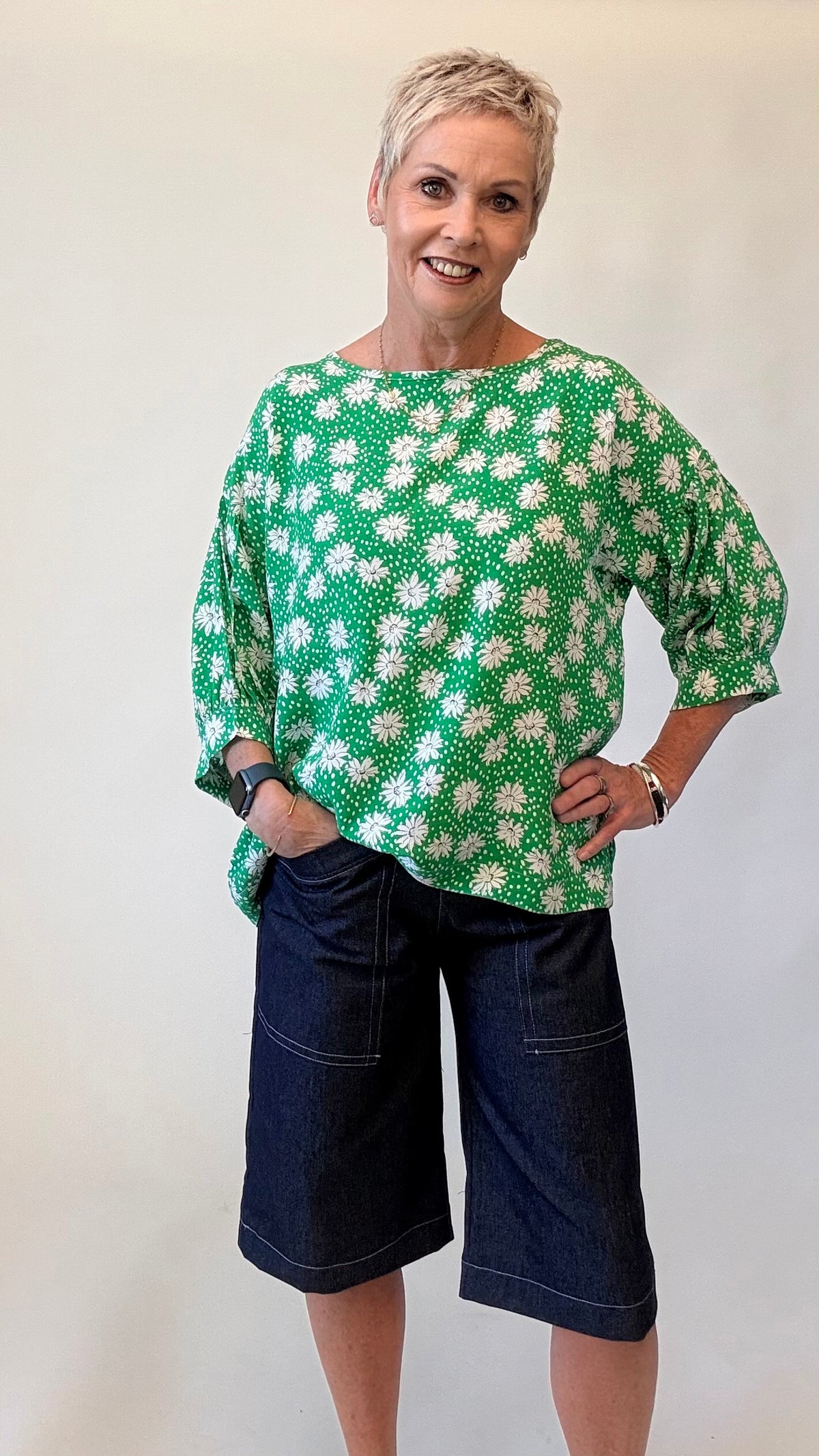 Evie Top - Green Floral