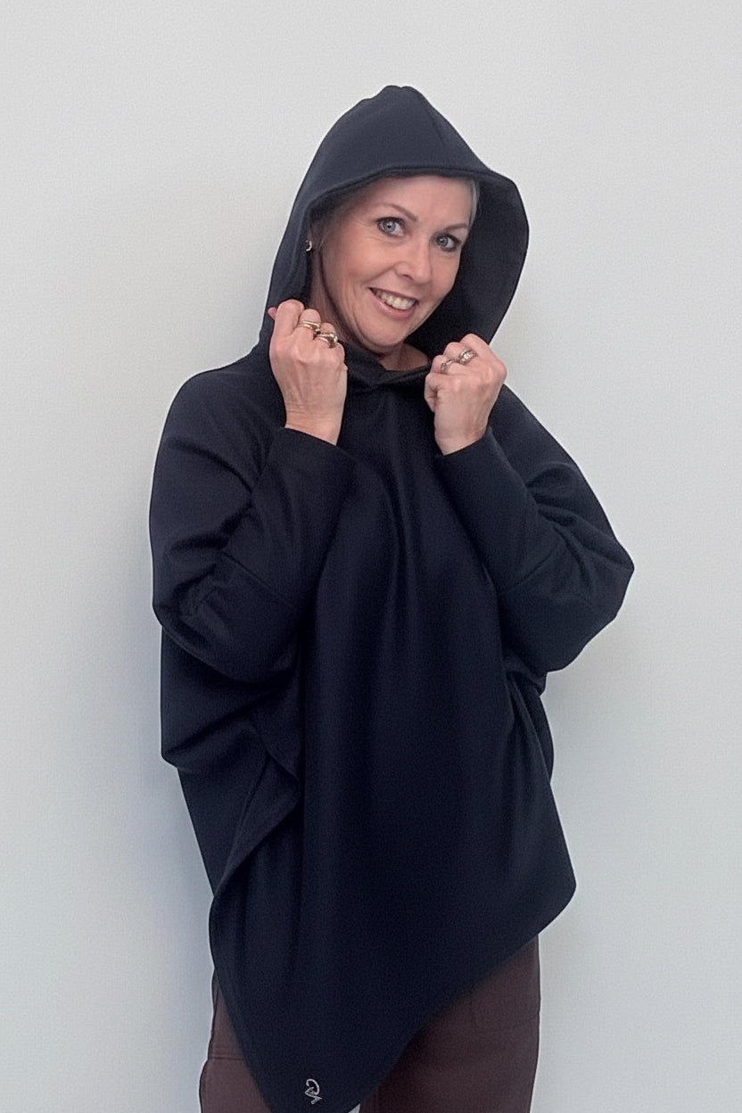 Wool Poncho - Navy