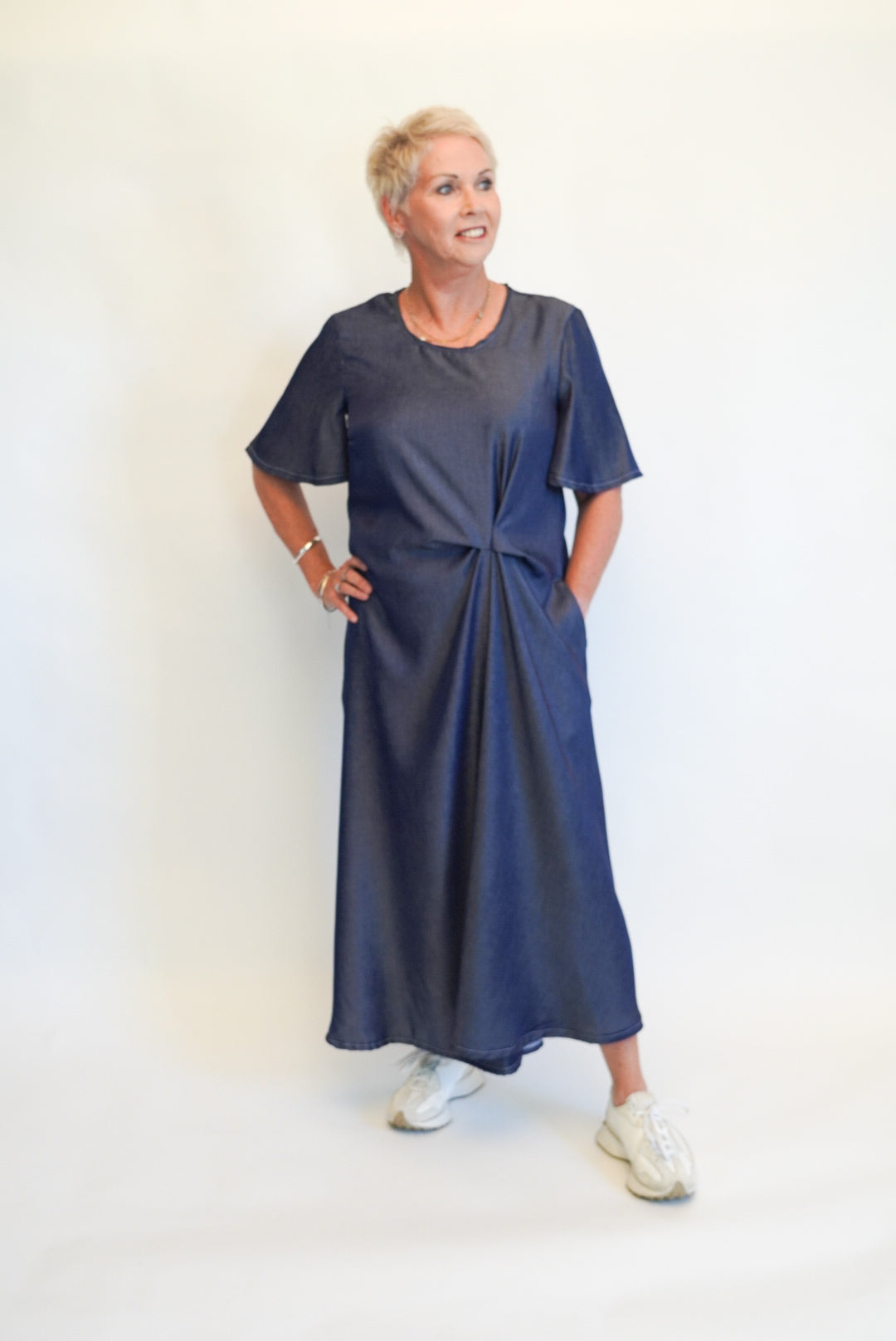 Tuck Dress - Navy