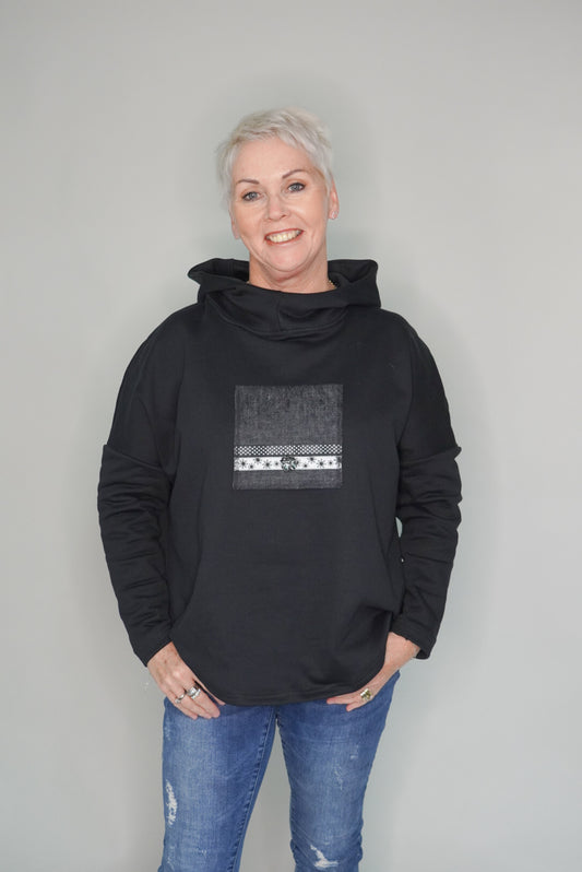 Goodie Hoodie - Black with Black/White Trim