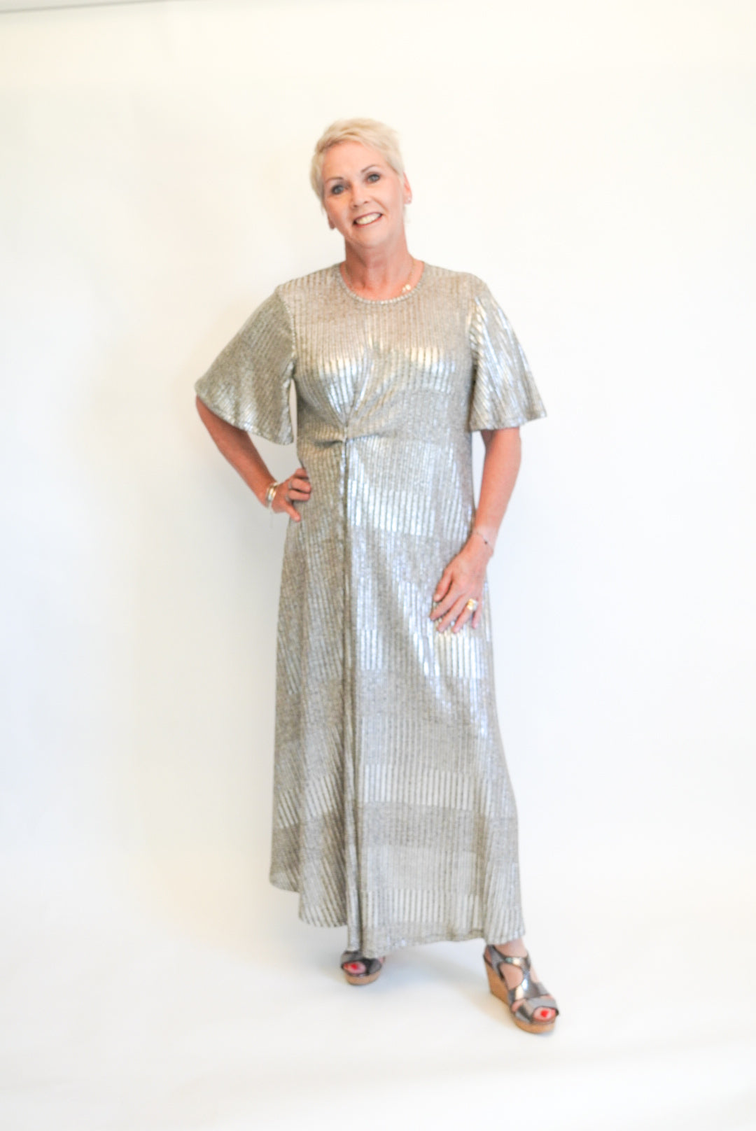 Tuck Dress - Metallic