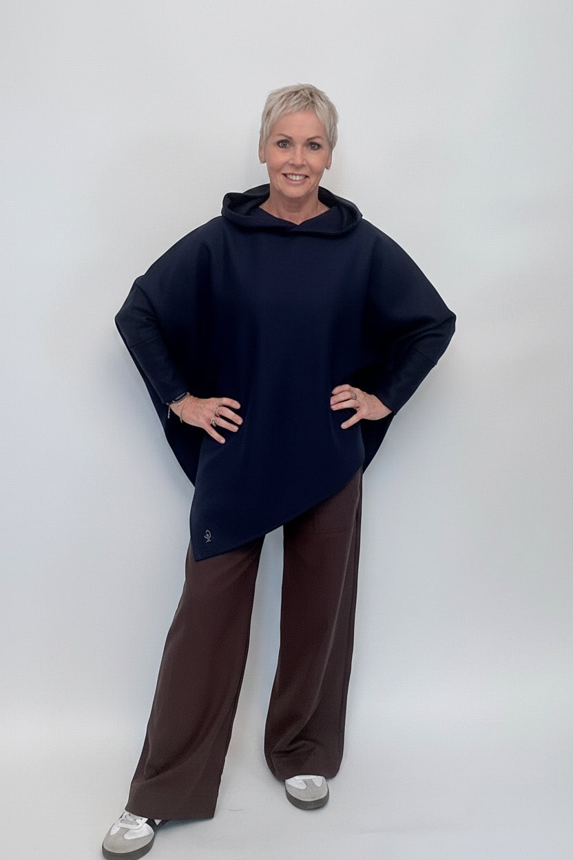 Wool Poncho - Navy