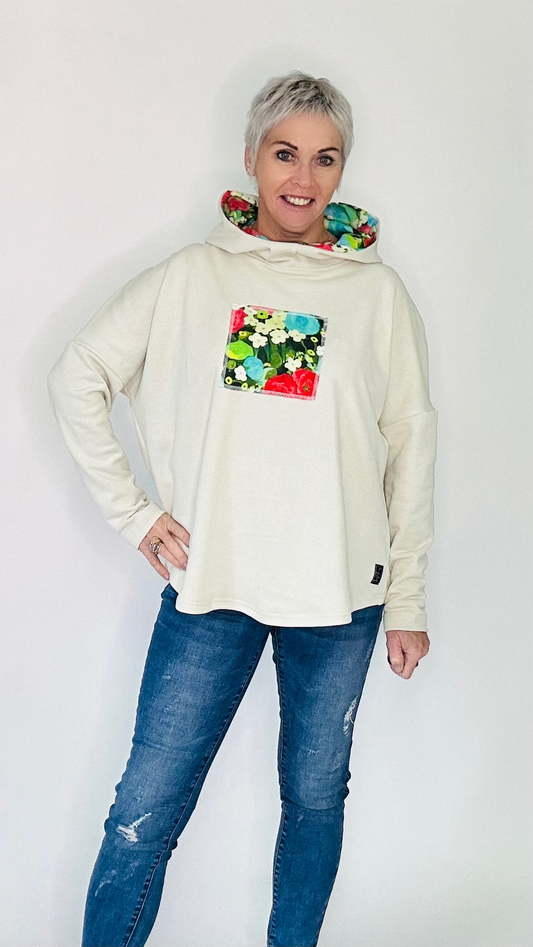 Goodie Hoodie - Cream Bright Floral