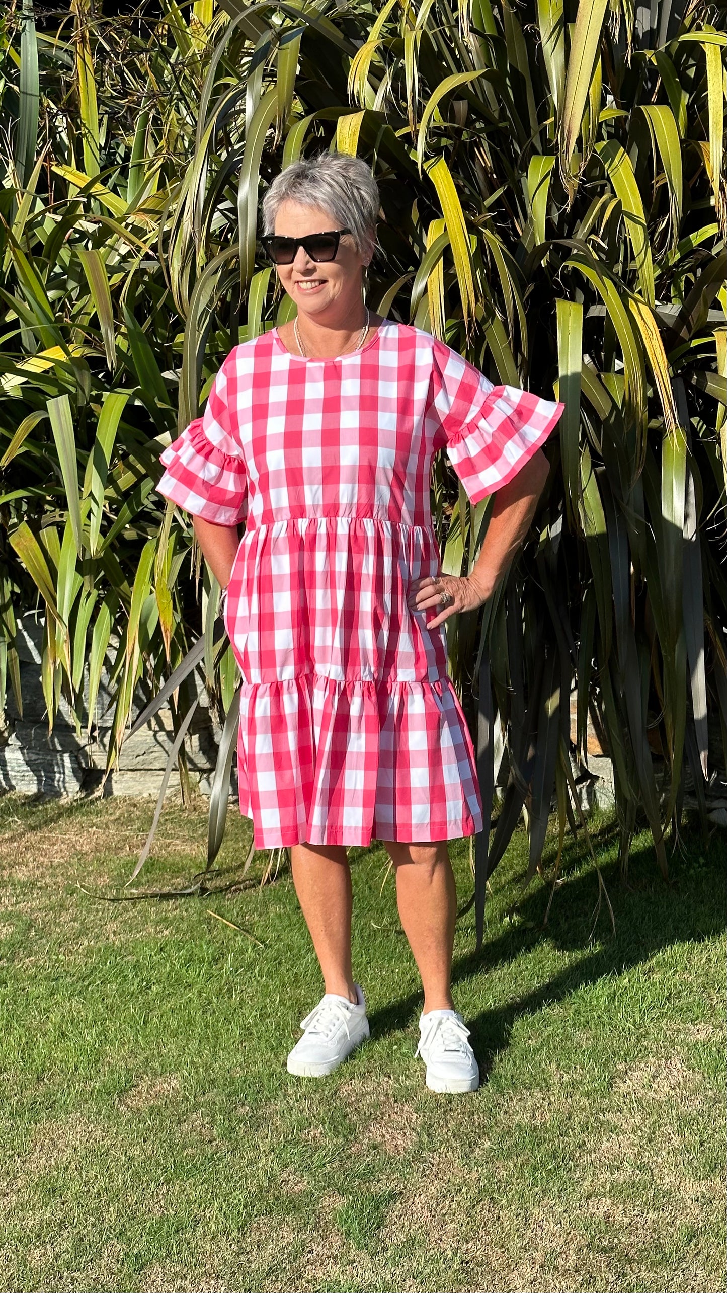 All The Frills Dress - Pink & White Check